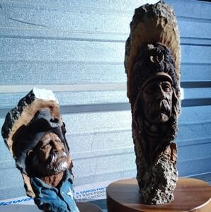 Rustic Wood Carved Figurines Brown and Tan Artist Neal Rose